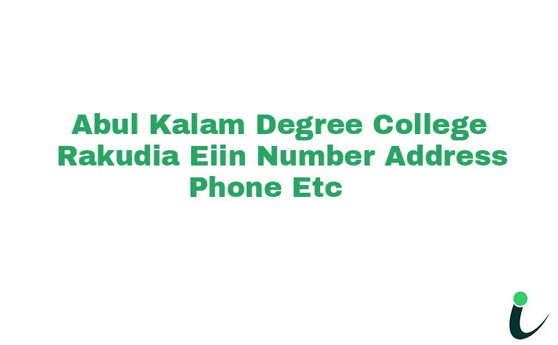 Abul Kalam Degree College Rakudia EIIN Number Phone Address etc