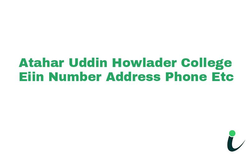 Atahar Uddin Howlader College EIIN Number Phone Address etc