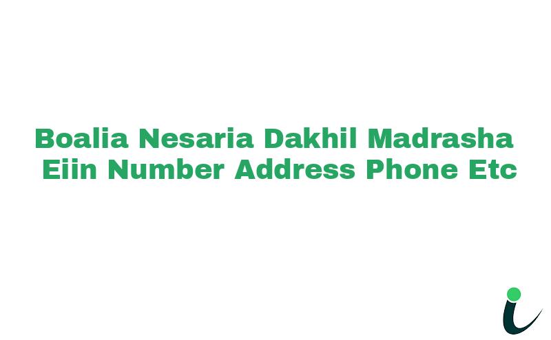 Boalia Nesaria Dakhil Madrasha EIIN Number Phone Address etc