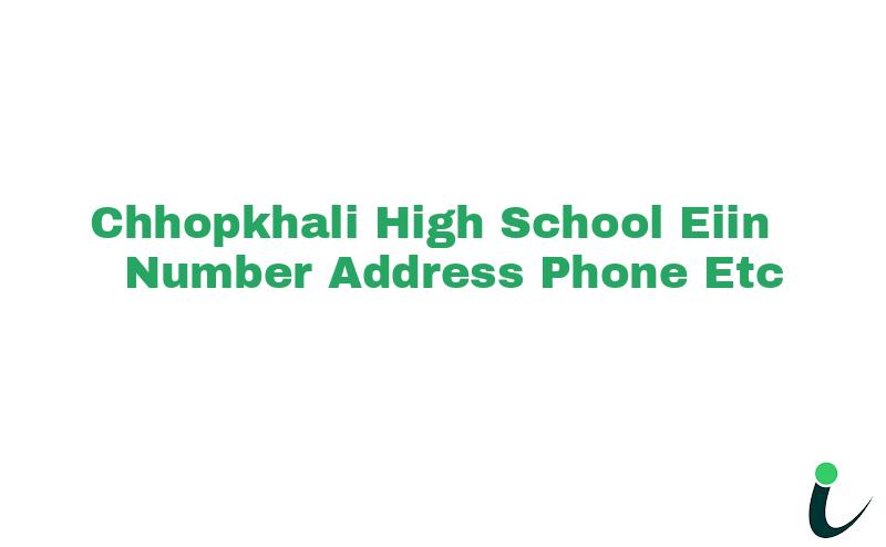 Chhopkhali High School EIIN Number Phone Address etc