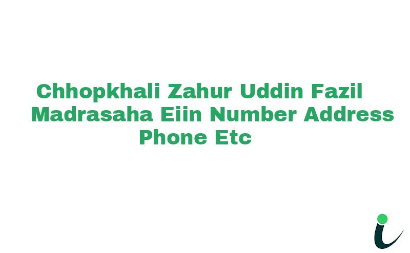 Chhopkhali Zahur Uddin Fazil Madrasaha EIIN Number Phone Address etc