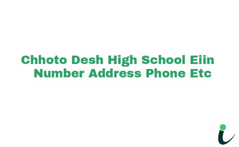 Chhoto Desh High School EIIN Number Phone Address etc