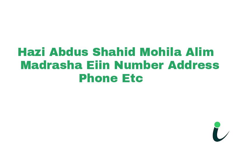 Hazi Abdus Shahid Mohila Alim Madrasha EIIN Number Phone Address etc