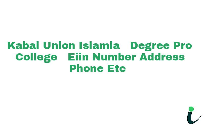Kabai Union Islamia  Degree Pro College  EIIN Number Phone Address etc
