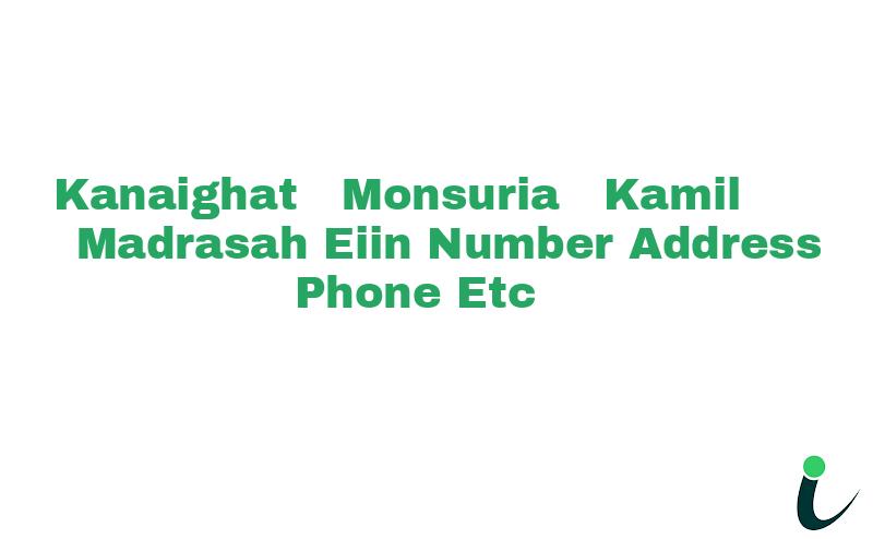 Kanaighat  Monsuria  Kamil  Madrasah EIIN Number Phone Address etc