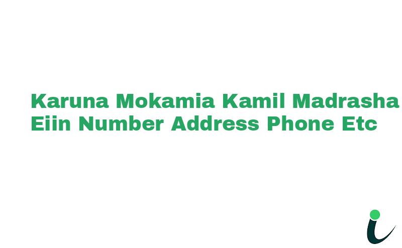Karuna Mokamia Kamil Madrasha EIIN Number Phone Address etc