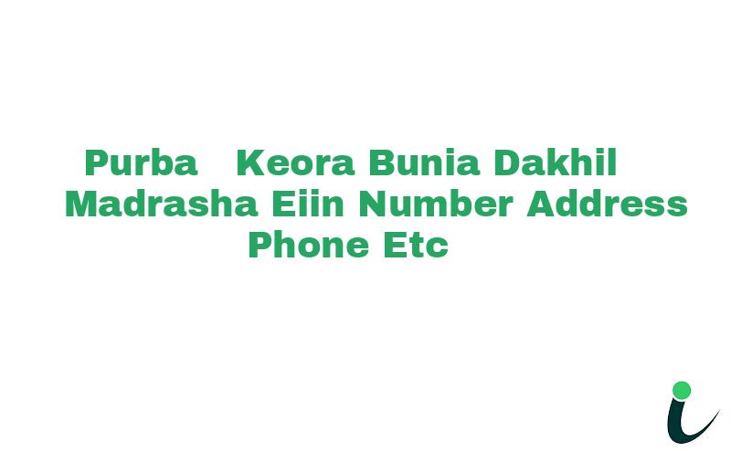 Purba  Keora Bunia Dakhil Madrasha EIIN Number Phone Address etc