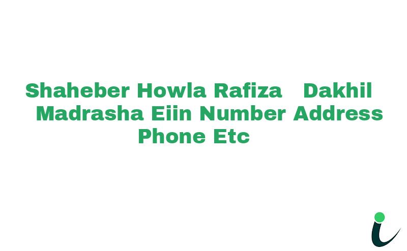 Shaheber Howla Rafiza  Dakhil Madrasha EIIN Number Phone Address etc