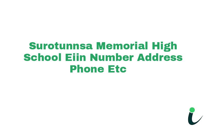 Surotunnsa Memorial High School EIIN Number Phone Address etc