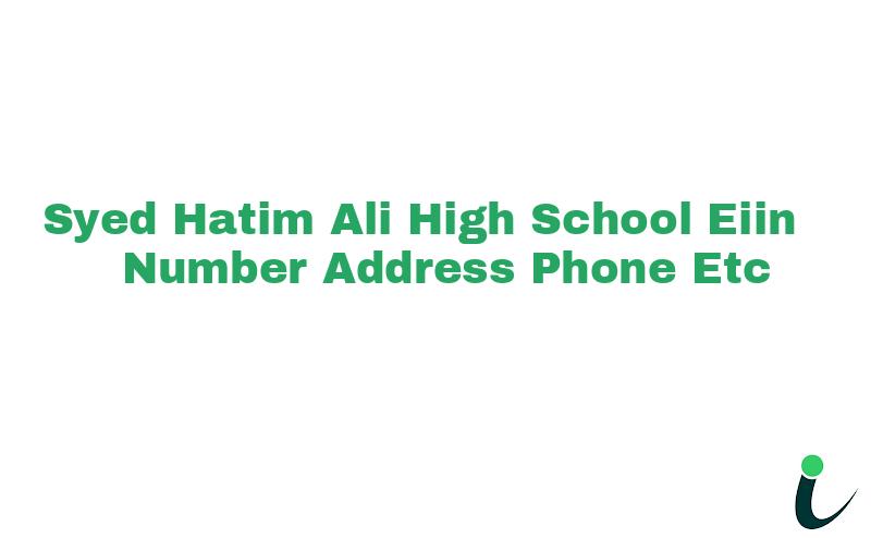 Syed Hatim Ali High School EIIN Number Phone Address etc
