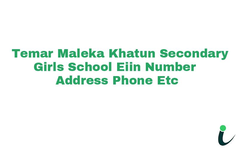 Temar Maleka Khatun Secondary  Girls School EIIN Number Phone Address etc