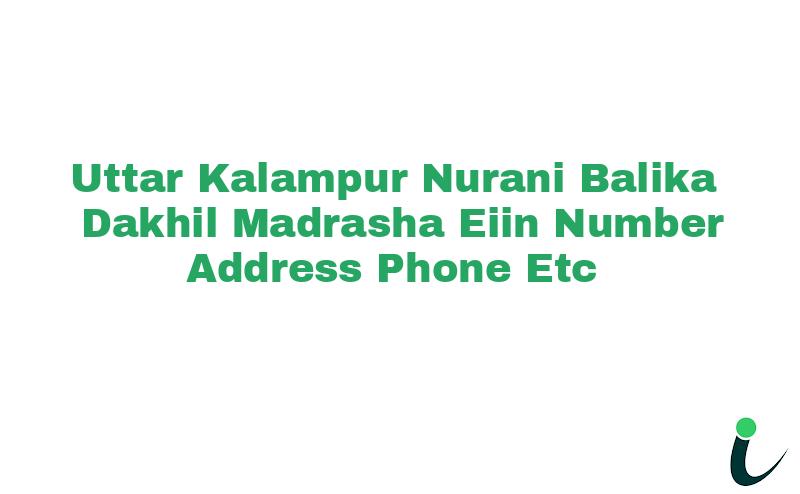 Uttar Kalampur Nurani Balika Dakhil Madrasha EIIN Number Phone Address etc