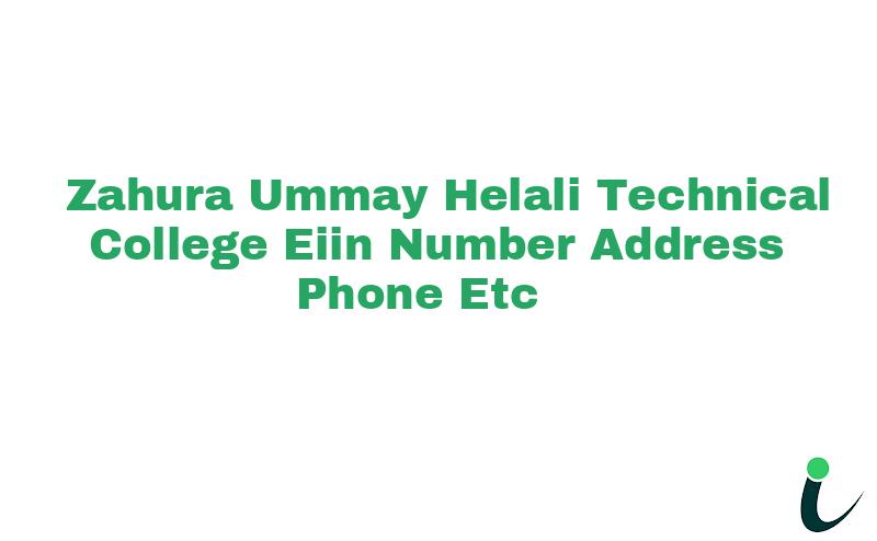 Zahura Ummay Helali Technical College EIIN Number Phone Address etc