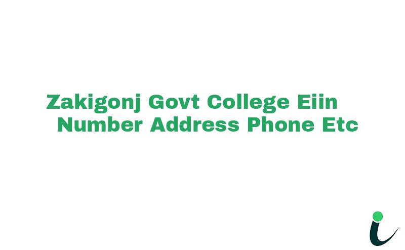 Zakigonj Govt. College EIIN Number Phone Address etc