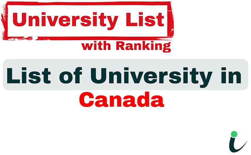 Canada all university ranking and list