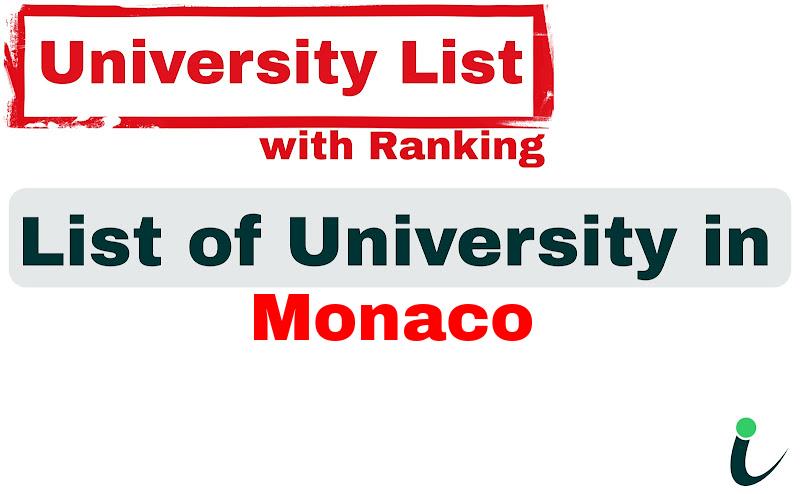Monaco all university ranking and list