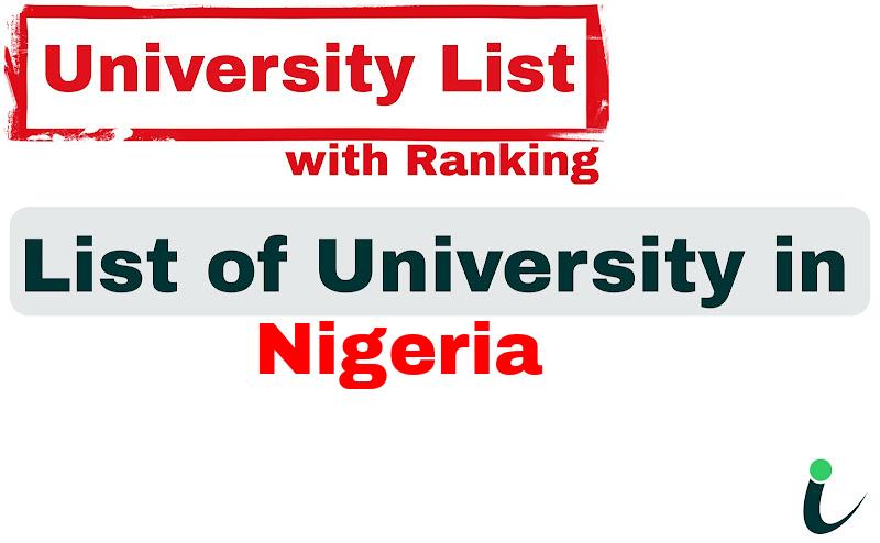 Nigeria all university ranking and list