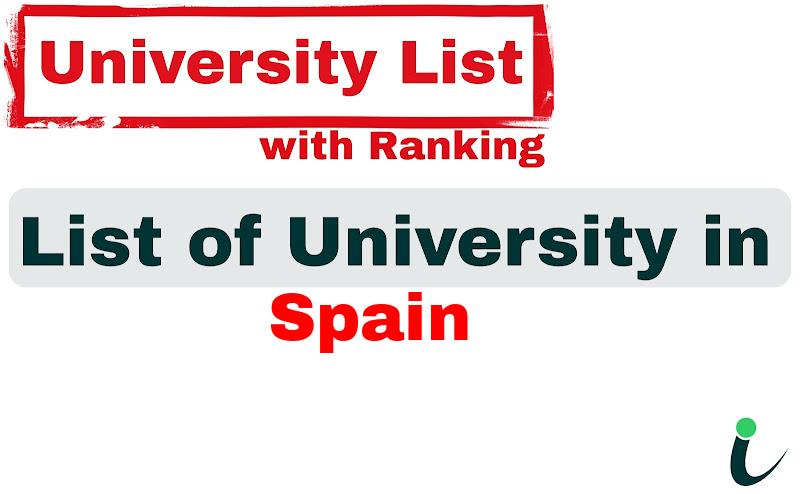Spain all university ranking and list