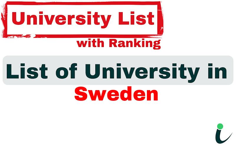 Sweden all university ranking and list