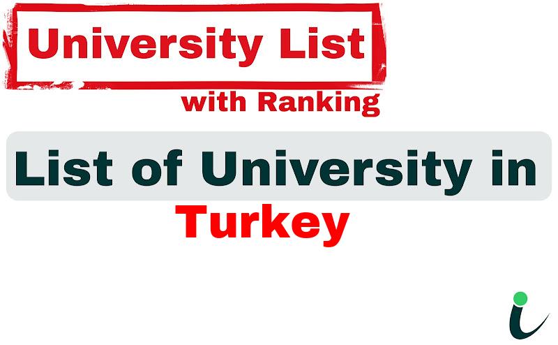 Turkey all university ranking and list