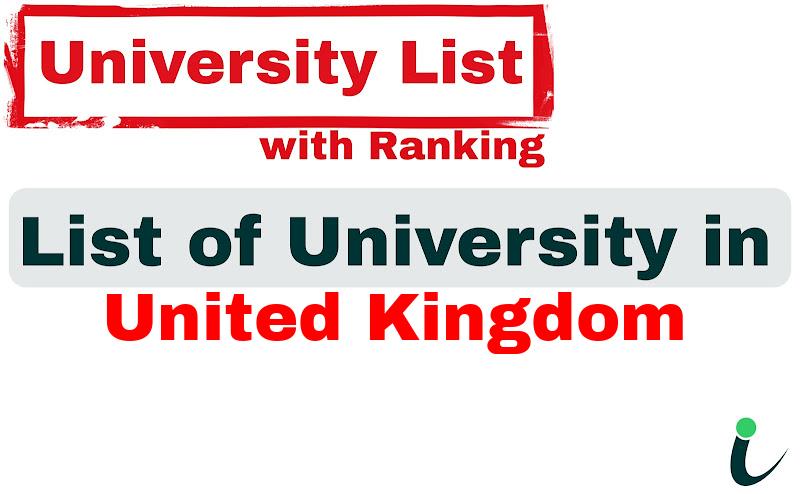 United Kingdom all university ranking and list